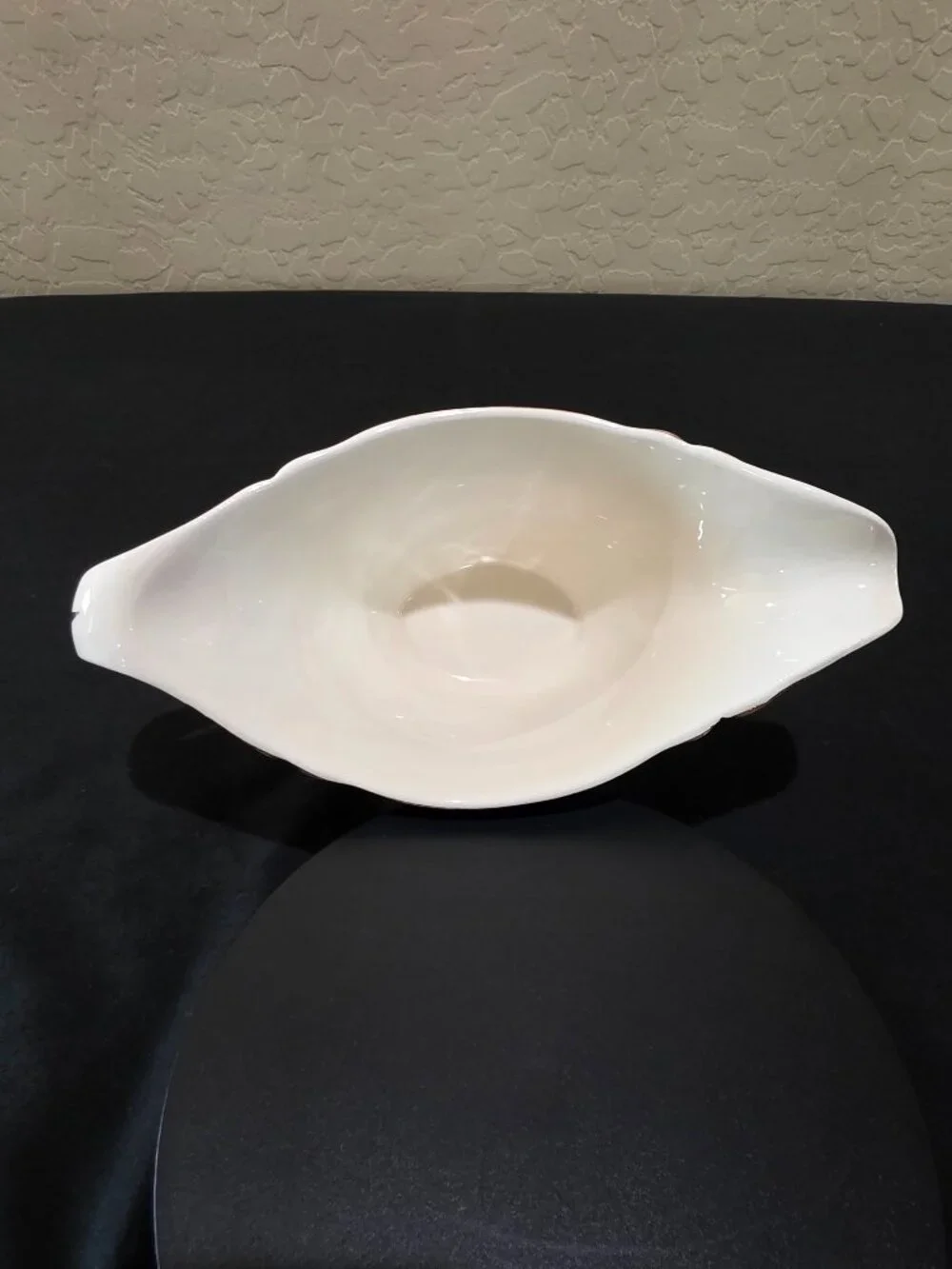 1952 Handled Floral Gravy Boat Edwin M. Knowles Light Pink Rose Gold Trimmed